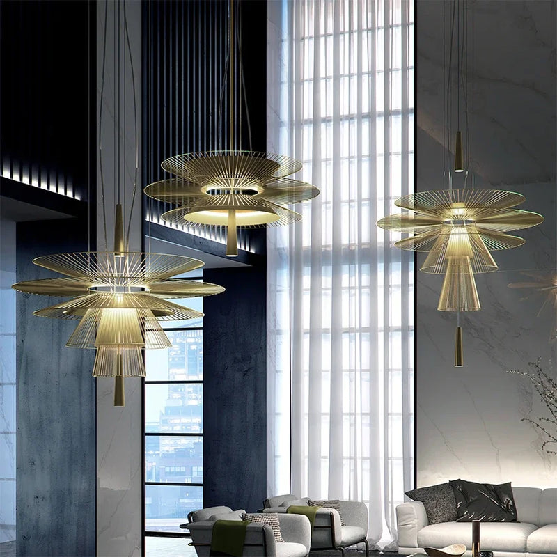 lustre de luxe sandyha led en métal lampe suspendue décorative