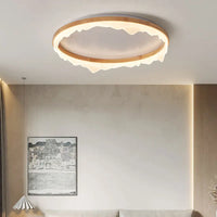 plafonnier en bois intelligent avec anneaux à led moderne