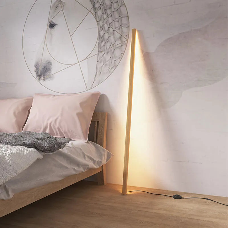 Lampe sur pied bois massif LED nordique minimaliste