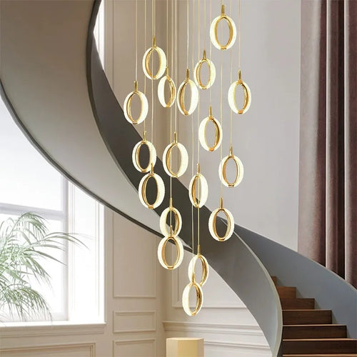 lustre moderne long grande rotation pour villa duplex