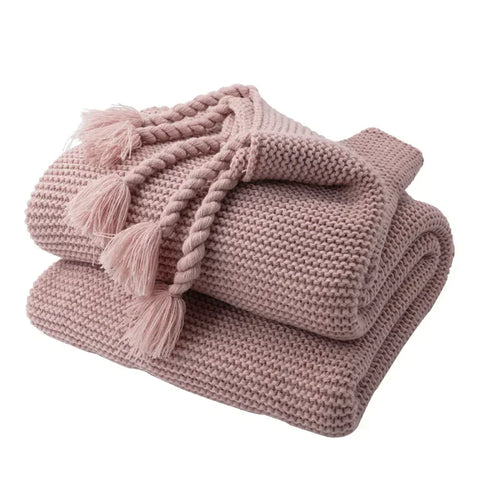 Plaid maille tricot motif géométrique style salon chambre