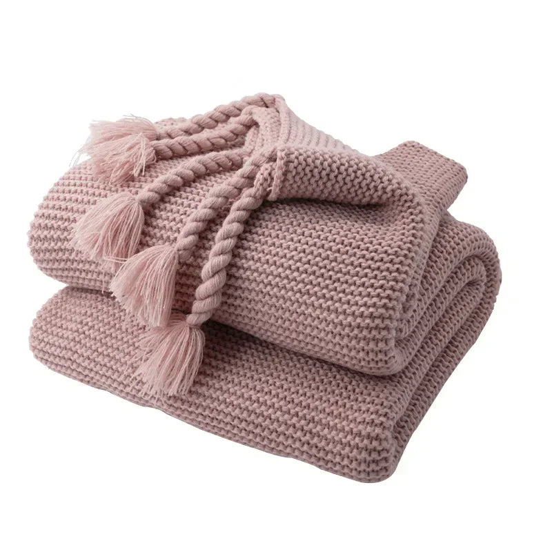 plaid maille motif géométrique style moderne canapé hiver - vue 6 sur 7