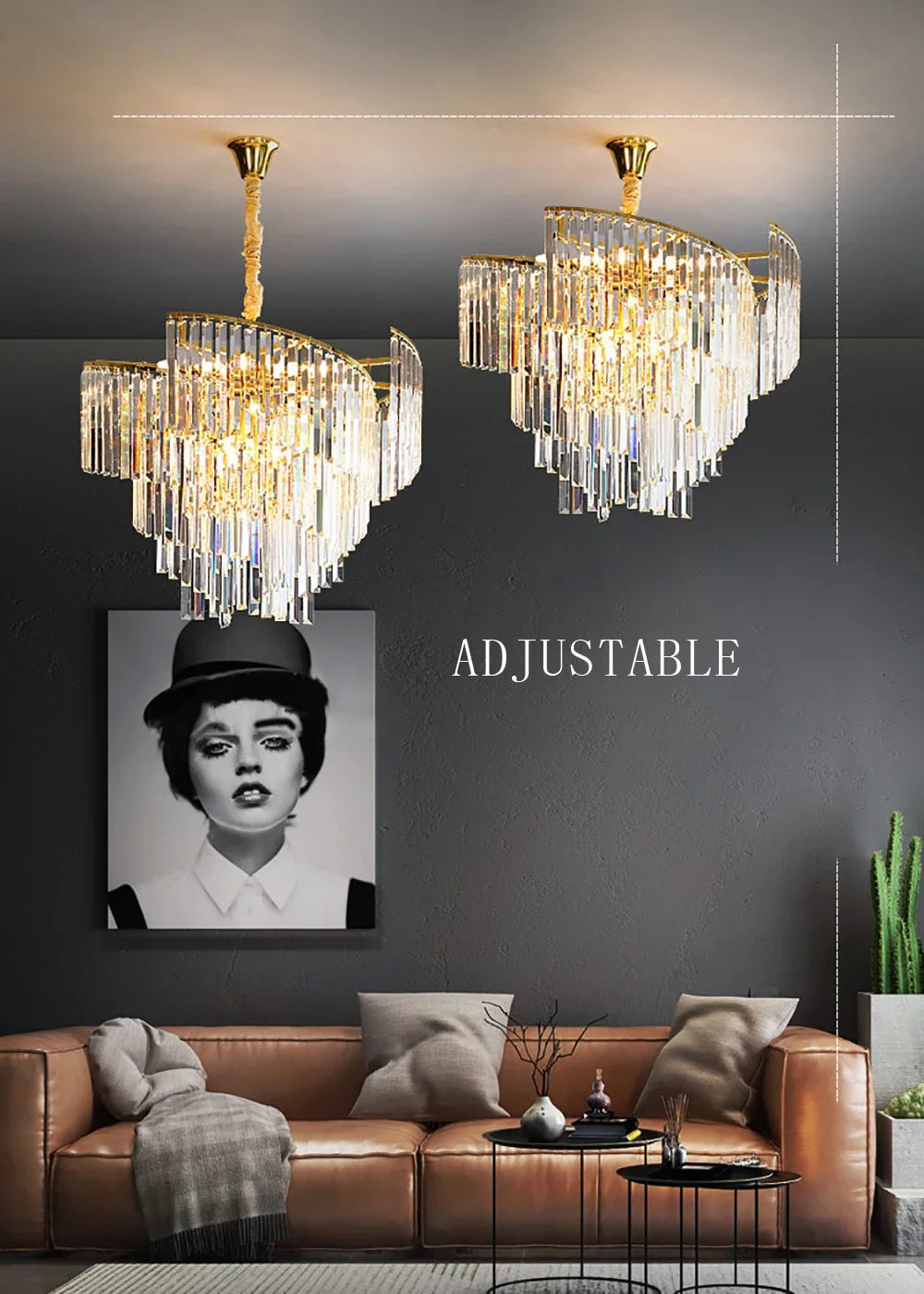lustre en cristal design dimmable pour une ambiance élégante - vue 5 sur 11