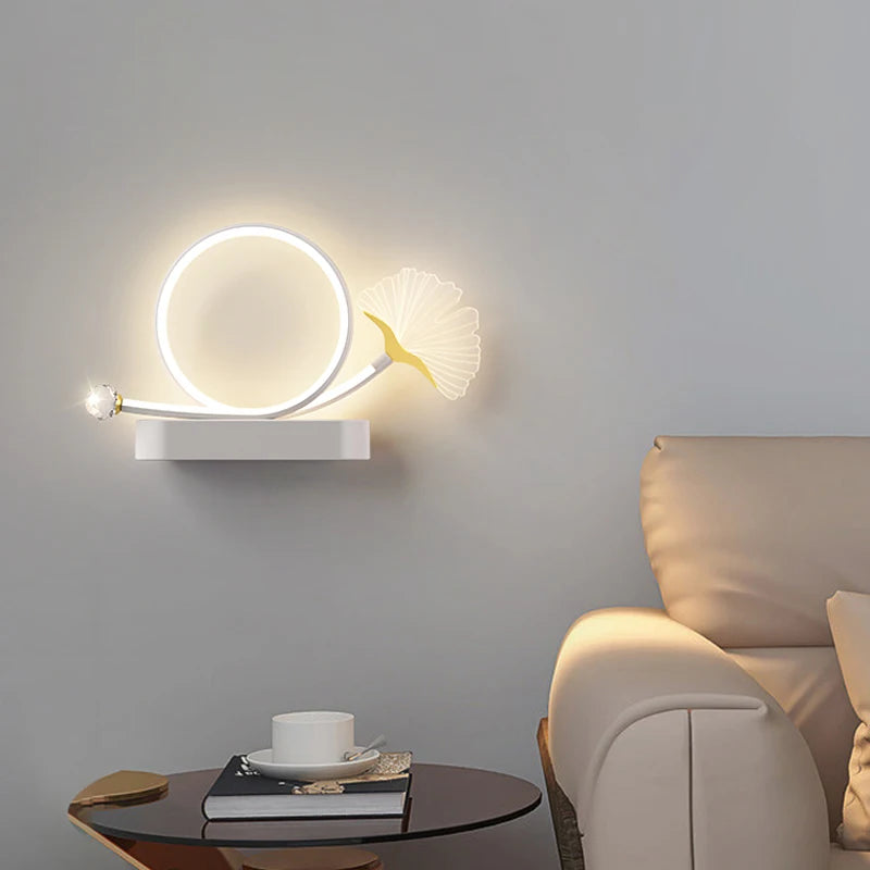 applique murale led tricolore protection yeux design feuille ginkgo - vue 4 sur 12