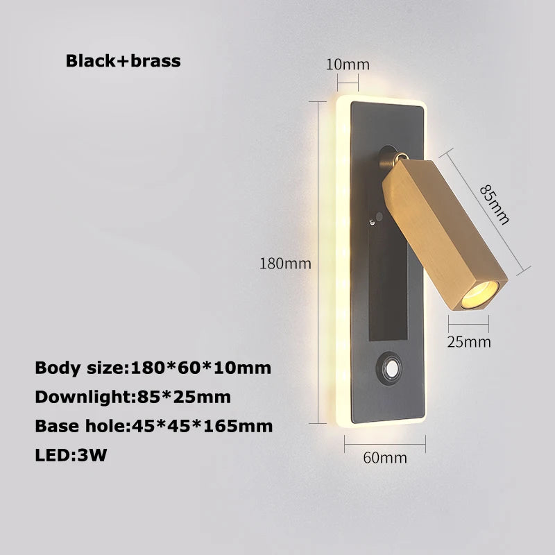 applique murale led rotative avec interrupteur pour lecture