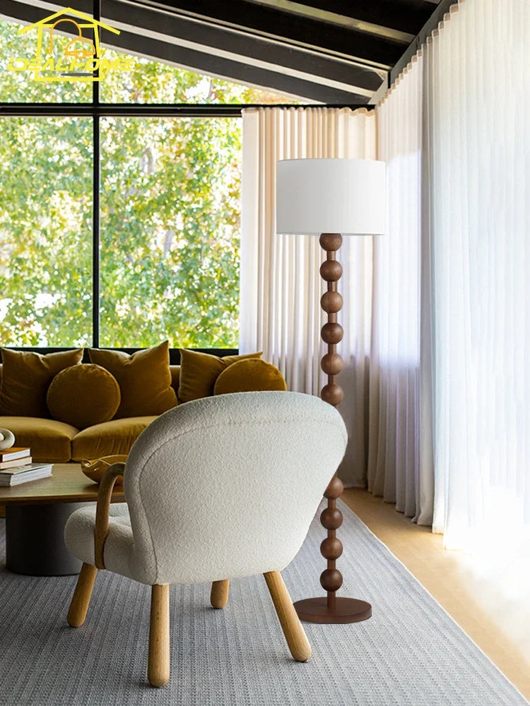 lampadaire japonais wabi-sabi en bois pour décoration intérieure - vue 4 sur 10