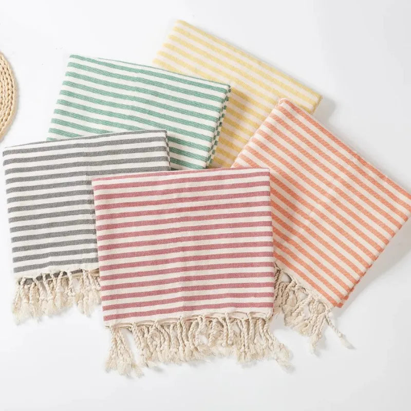 serviette de plage turque rayures pompons grande taille