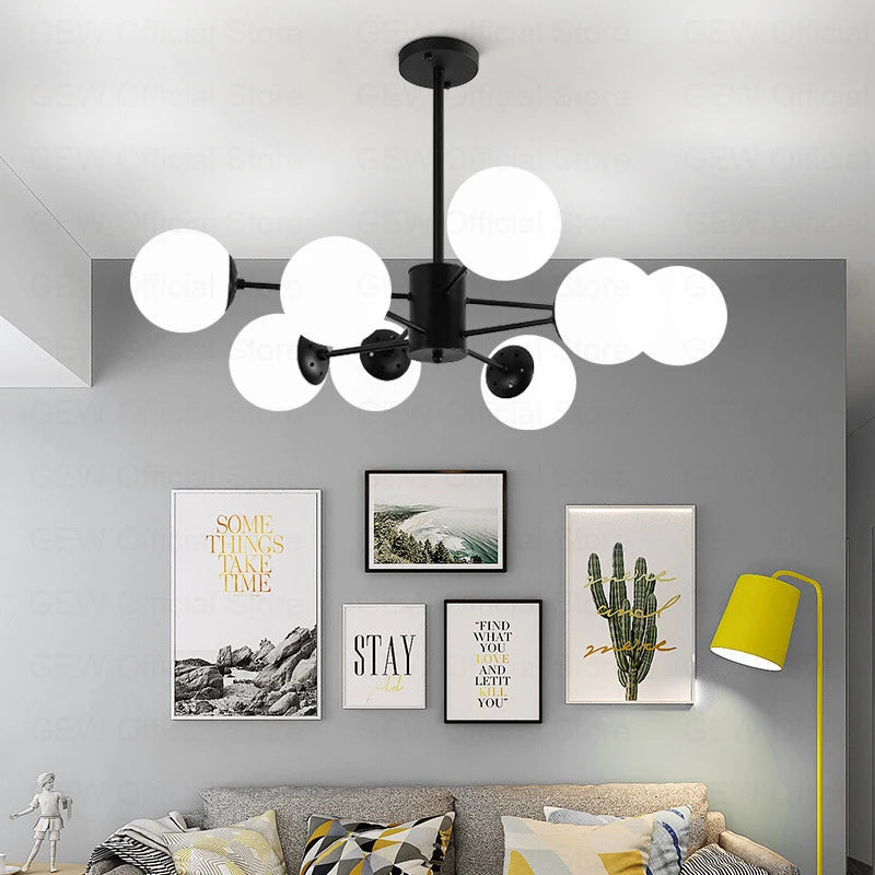 lustre moderne magic bean en verre pour décoration maison