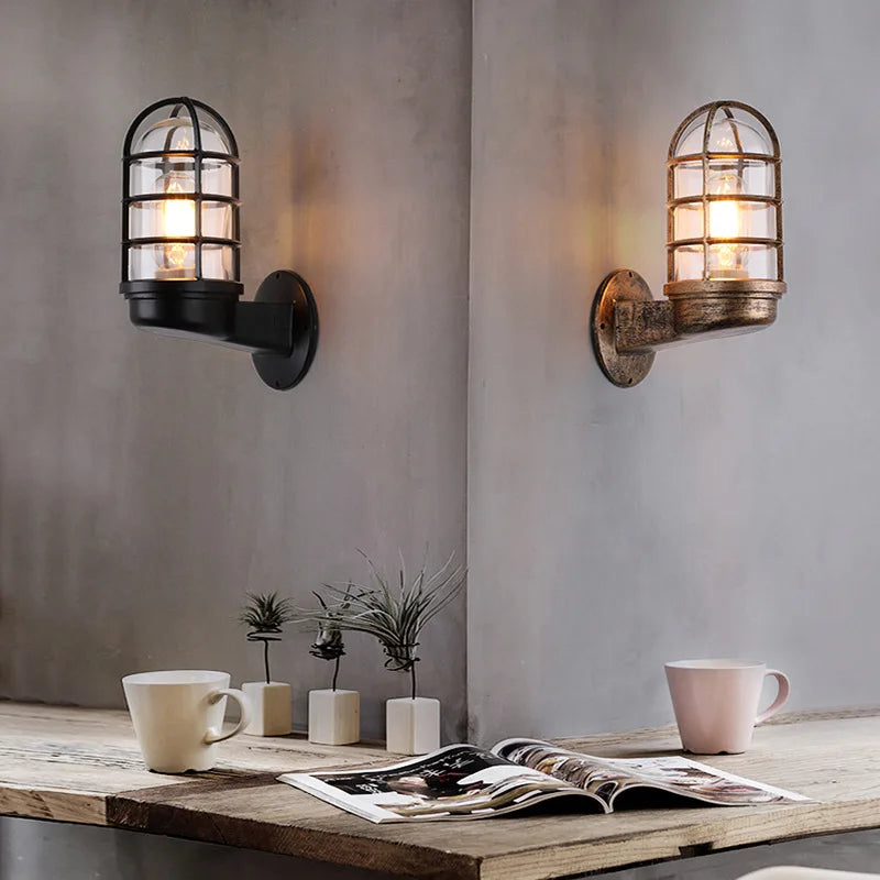 Applique murale led en verre rétro étanche pour extérieur et intérieur