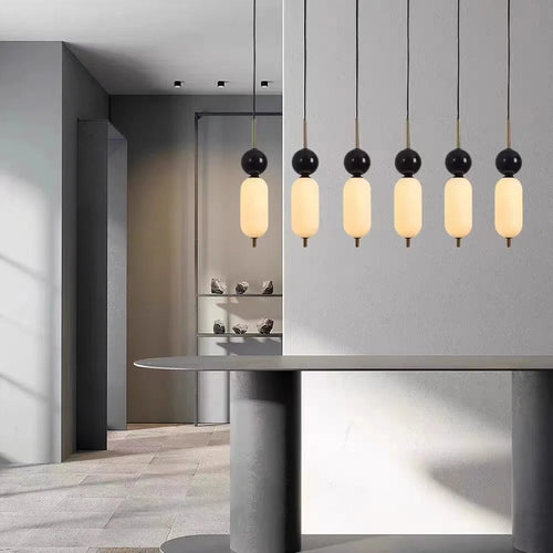 lustre led en boule de marbre acrylique avec fil réglable