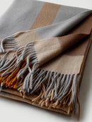 Plaid laine jacquard carreaux avec franges salon voyage