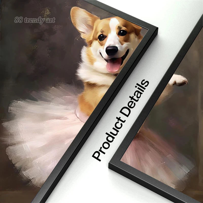 portraits de ballerine de chien art abstrait mural kawaii