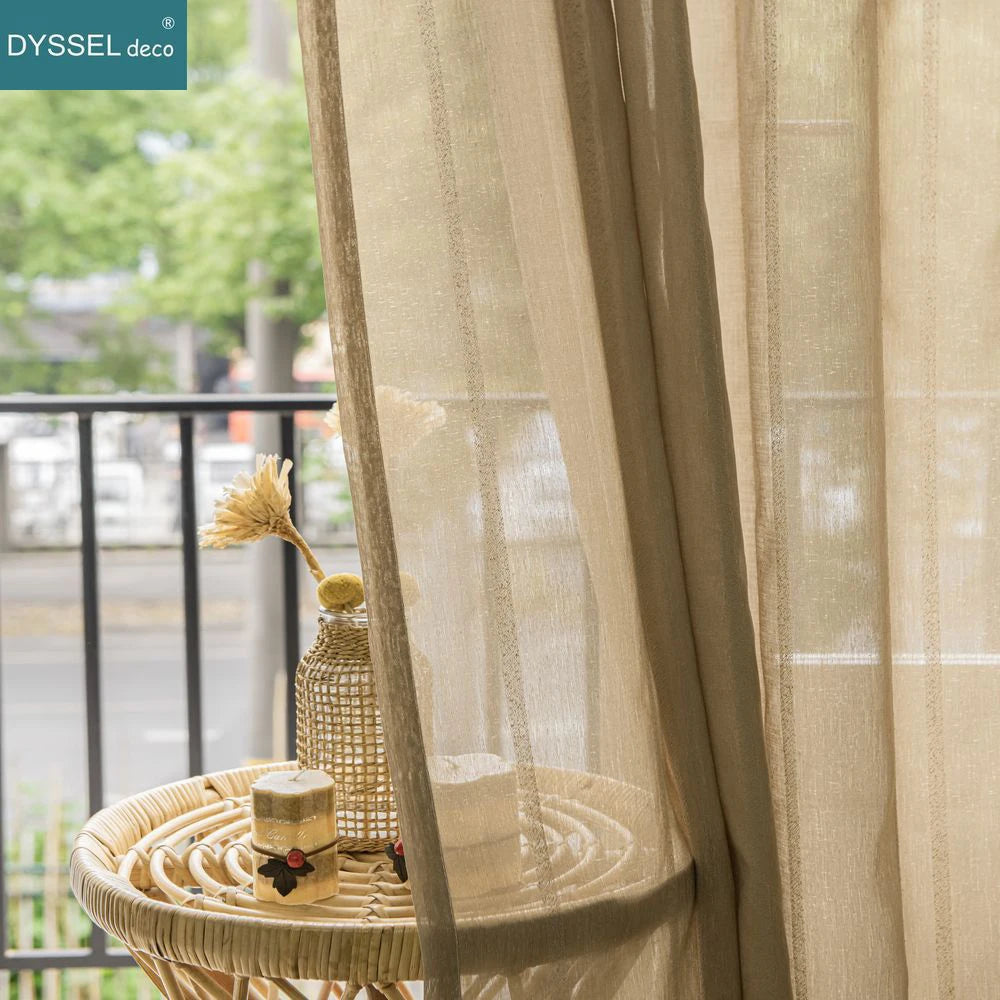 Voilage rayé style europeen americain pour salon chambre - vue 3 sur 8
