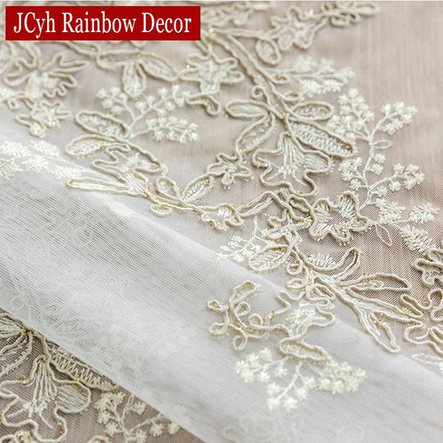Voilage tulle brodé floral élégant pour salon chambre