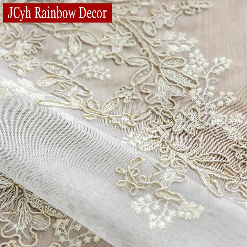 Voilage tulle brodé floral élégant pour salon chambre - vue 6 sur 7