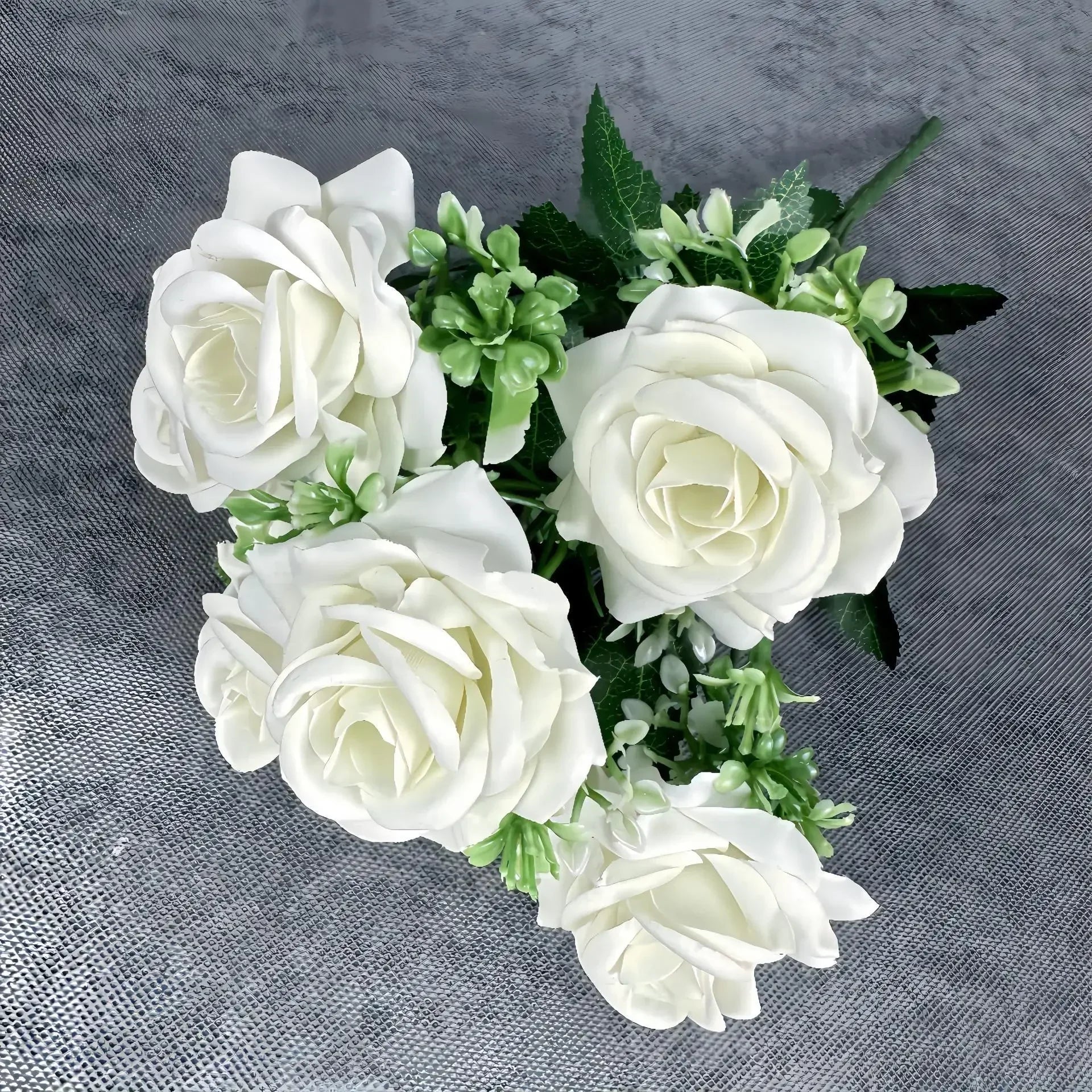 décoration mariage bouquet de roses artificielles en soie 7 têtes - vue 14 sur 14