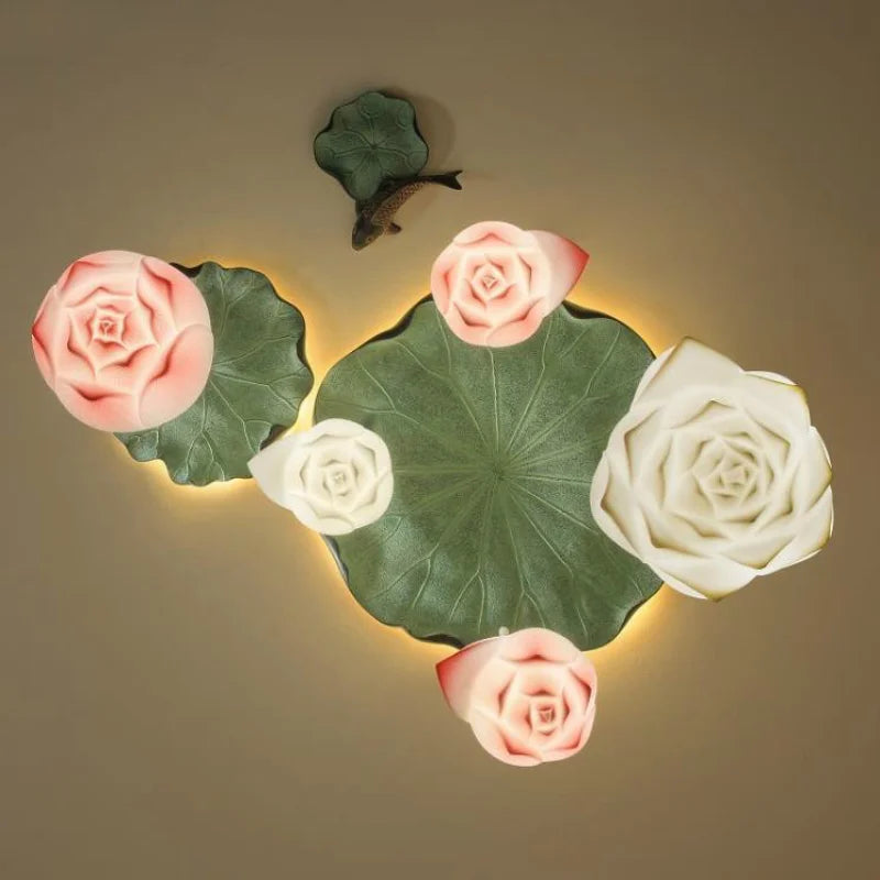 Suspension fleur Lotus style rétro LED - vue 6 sur 22