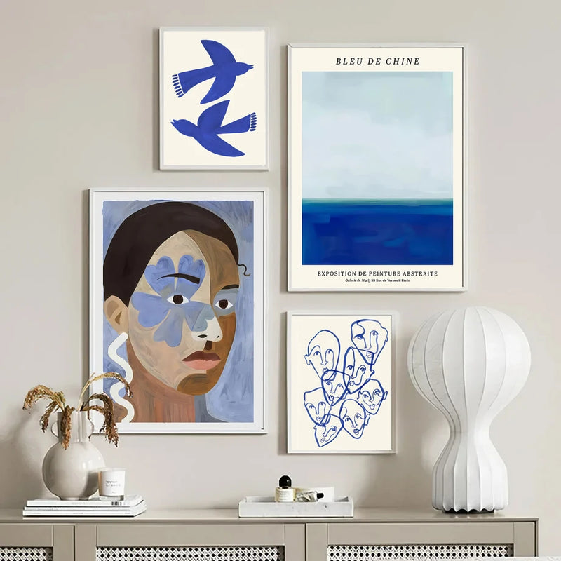 art abstrait géométrique visage courbe décor mural moderne