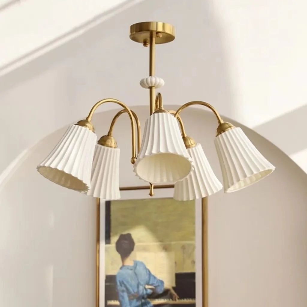 lustre rétro français en céramique et cuivre style américain design