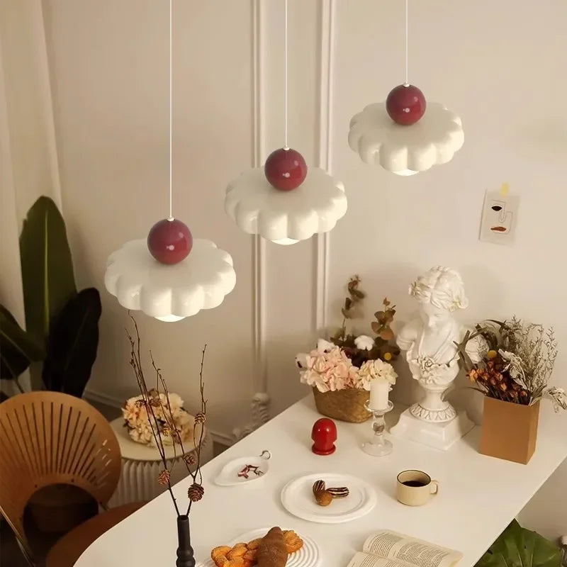 Lustre design avec fleurs Style crème créative - vue 5 sur 5