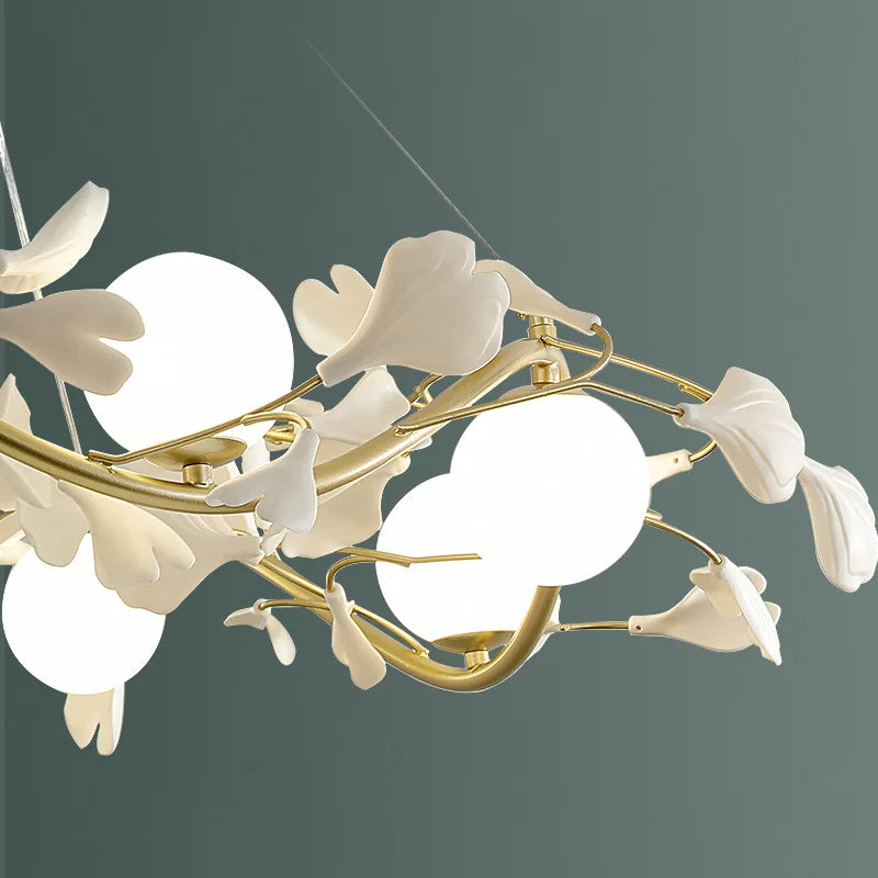 SANDYHA Moderne Fleur Branche Lustre Surround Boule De Verre Anneau Suspension Lumière Led pour Salon Salle À Manger Chambre Lustre Salon - vue 5 sur 8