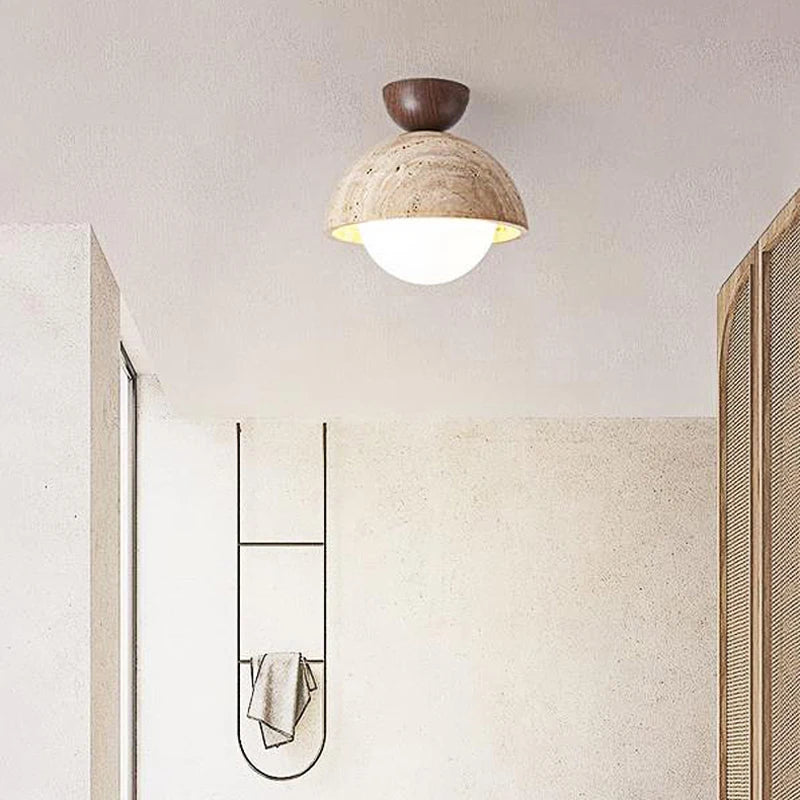 plafonnier scandinave travertin wabi sabi led marbre - vue 5 sur 8