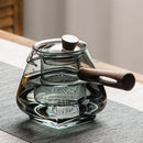 Theiere verre borosilicate poignée bois résistante chaleur
