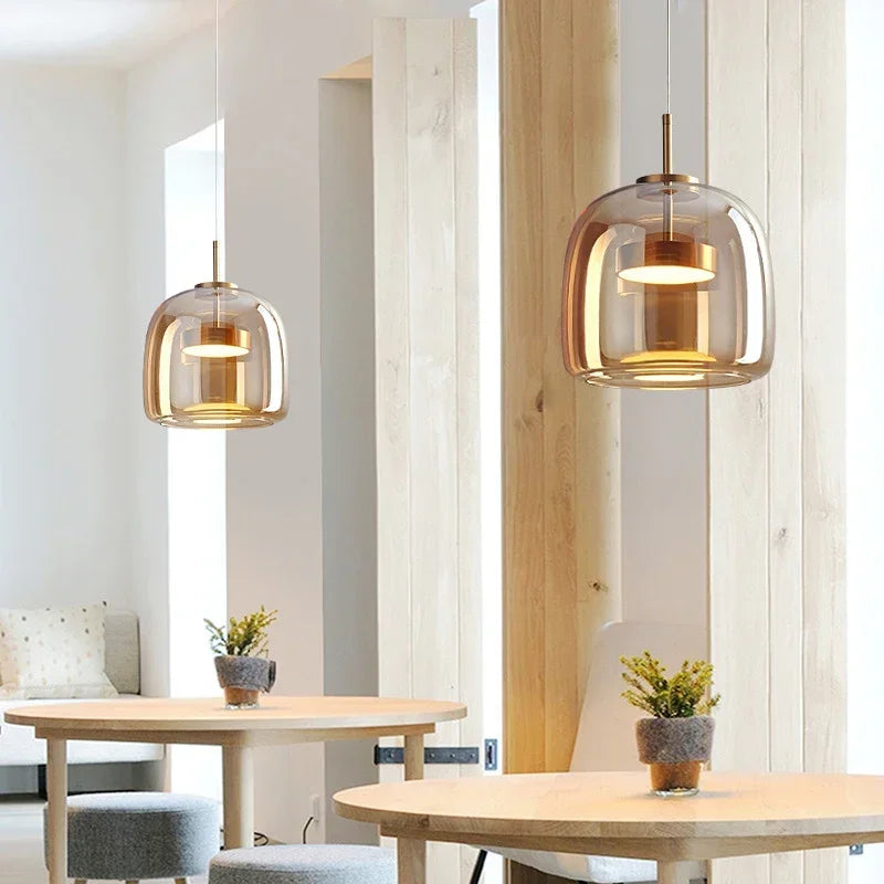 lustre led en verre moderne de luxe pour maison simple