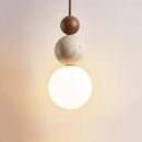 Suspension LED en forme de gourde ronde en tuf jaune Wabi Sabi