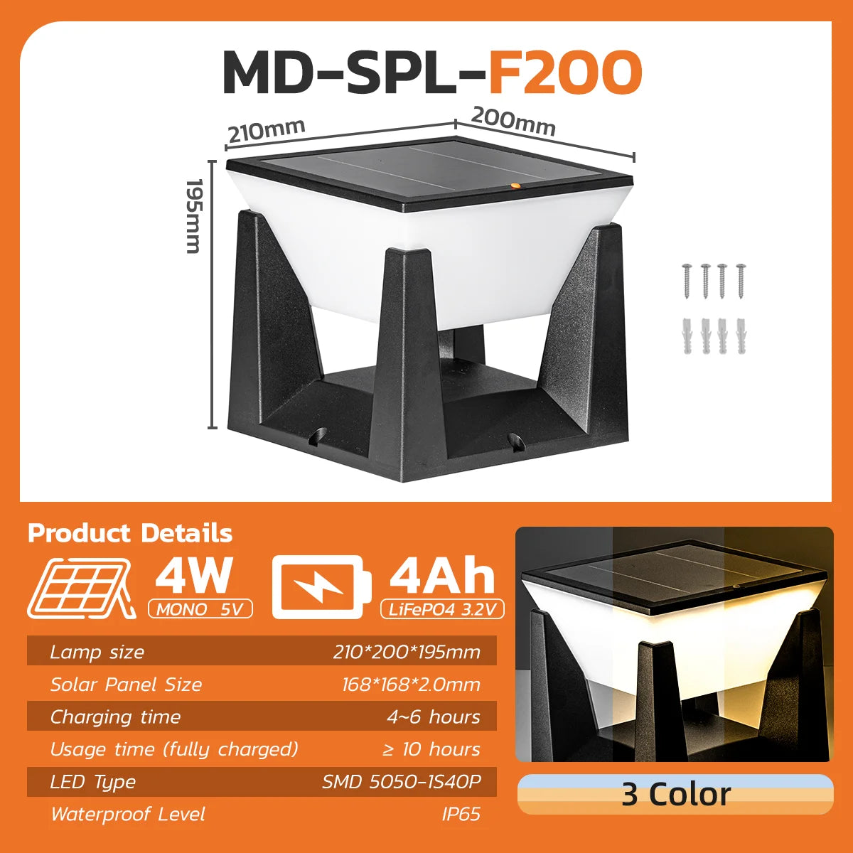 lampadaire solaire étanche pour éclairage extérieur jardin et allée - vue 9 sur 9