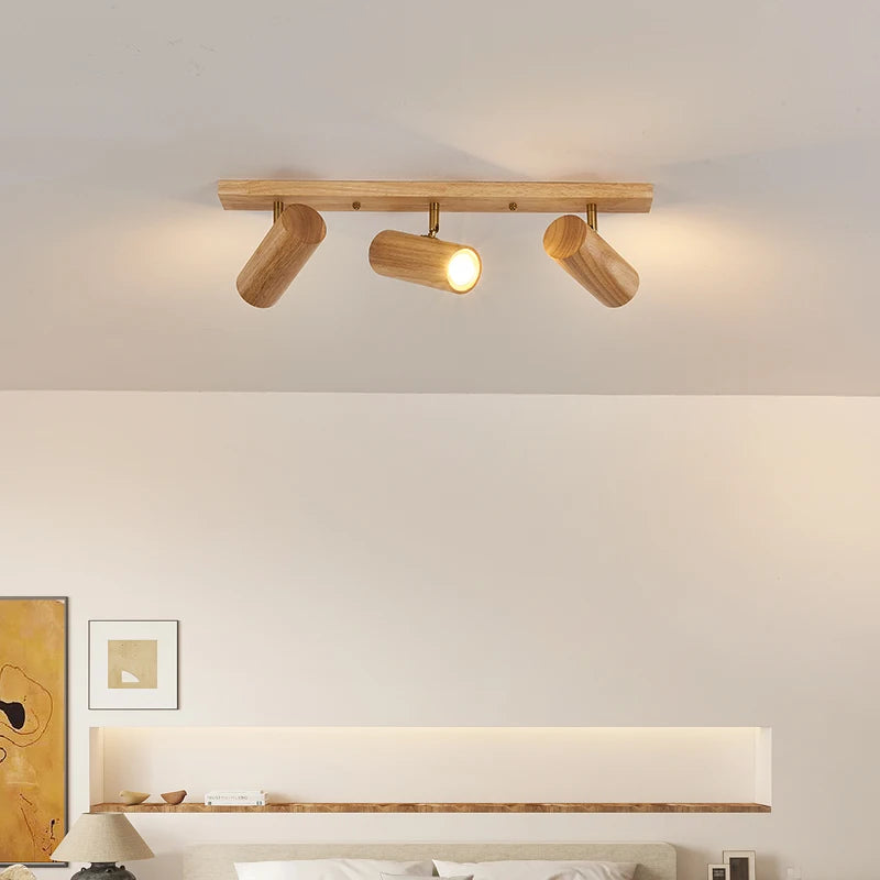 applique murale en bois style nordique led rotatif - vue 6 sur 9