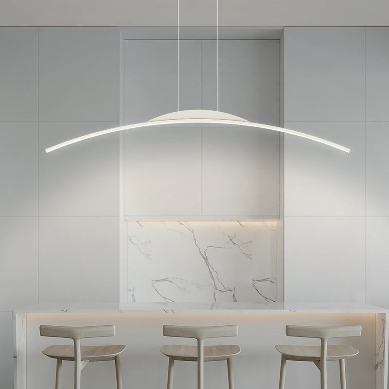 Lustre long led minimaliste avec hauteur réglable - vue 5 sur 21