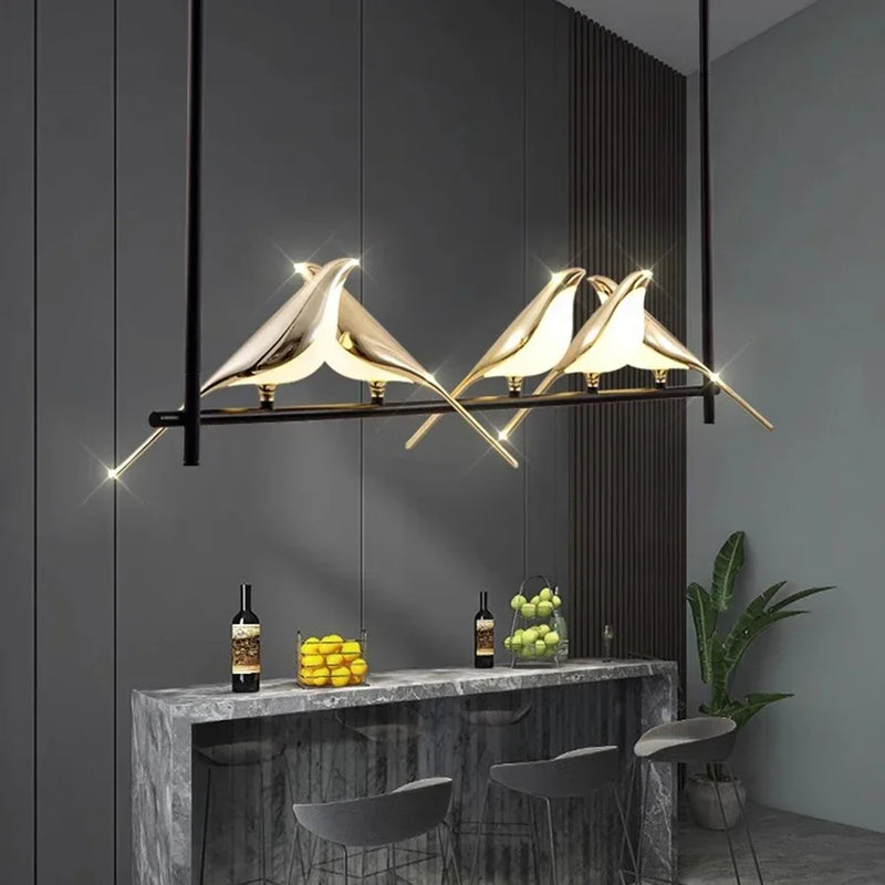 lustre led 	 art oiseau loft originalité décoration