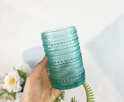 Verres retro pied relief verrerie table bar