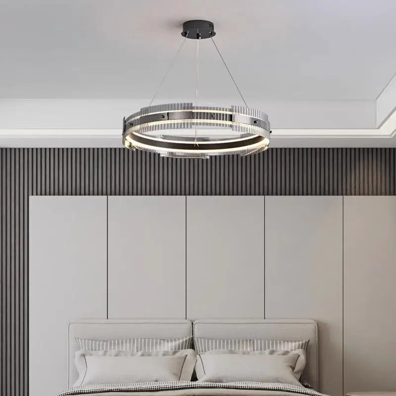 lustre minimaliste en verre rayé lumineux décoratif pour intérieur