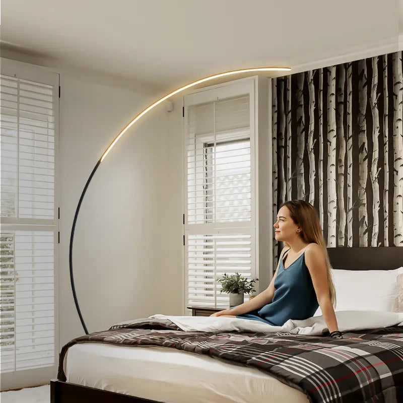 Nordique LED Coin Lumière Arc RVB Lampadaires Noir Blanc C APP À Distance Lampadaires Stand lumière pour Salle À Manger Salon Décor - vue 7 sur 8