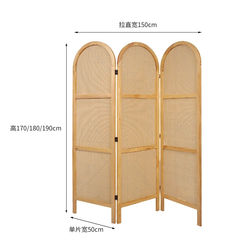 paravent en rotin pliable de style japonais mobile - vue 13 sur 13