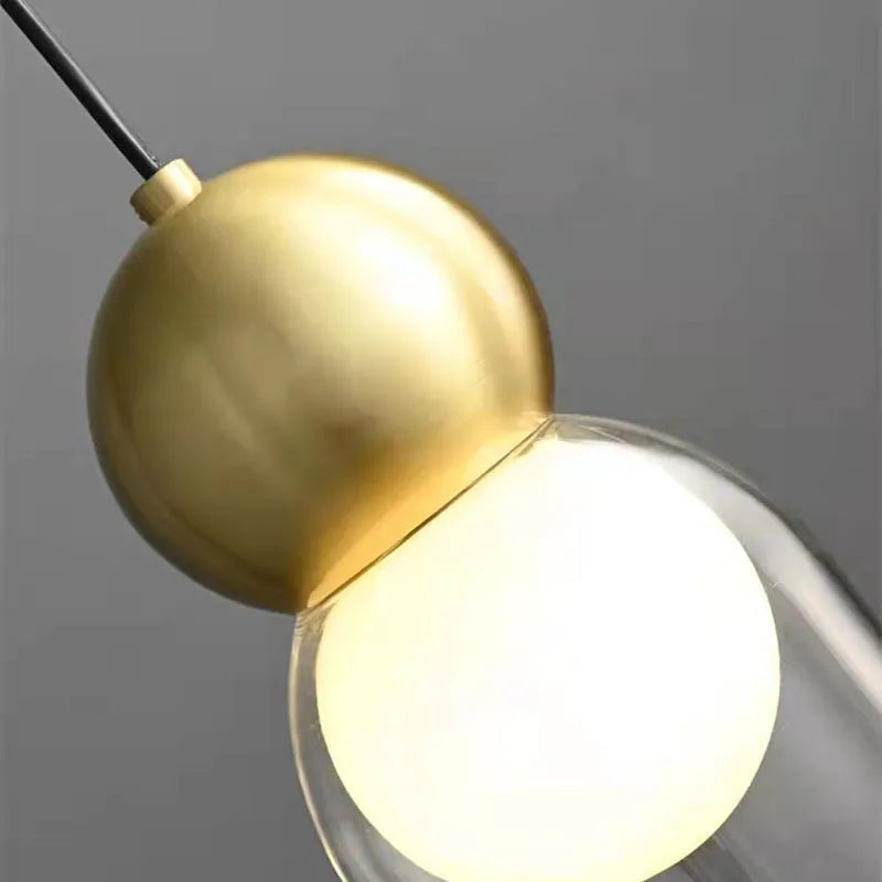 suspension moderne en verre transparent décorative et réglable - vue 6 sur 10