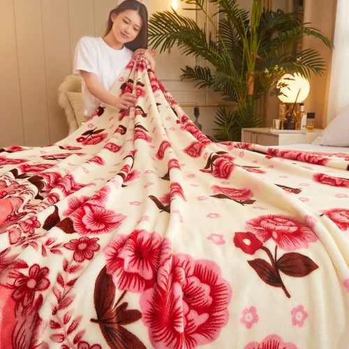plaid polaire fin motifs carreaux floral pour chambre