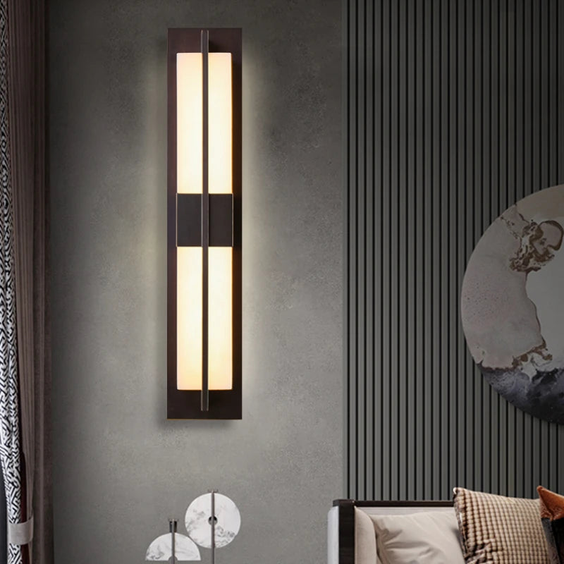 applique murale led en cuivre avec bande de marbre espagnole - vue 4 sur 12
