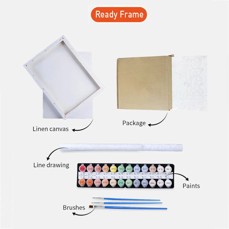 peinture par numéros ethnique fille papillon fleur kit bricolage décoratif