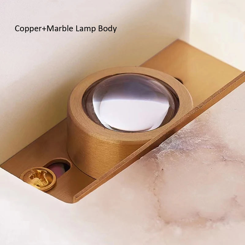 applique murale led moderne en marbre naturel et cuivre