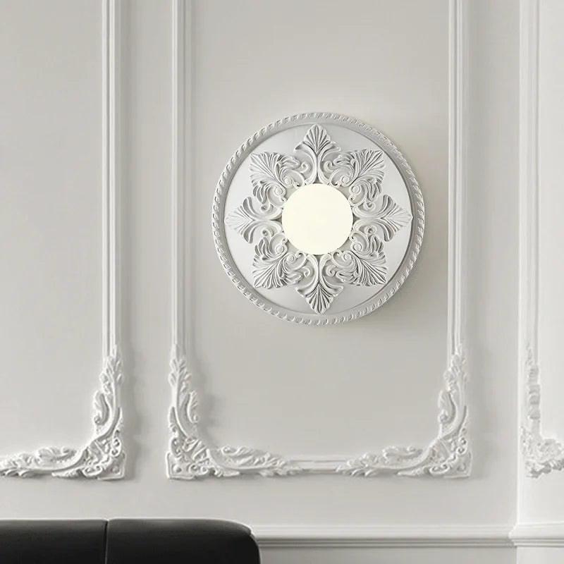 applique murale française ronde rétro haut de gamme abat-jour en verre - vue 5 sur 8