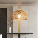 lustre en rotin tissé à la main avec suspension led
