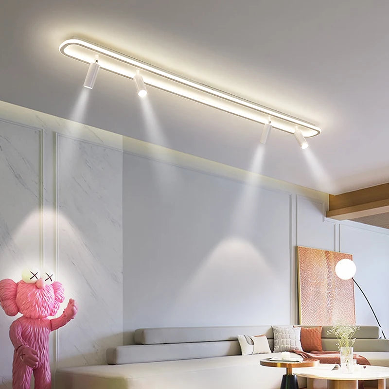 lustre led minimaliste en bande acrylique avec projecteur moderne - vue 6 sur 25