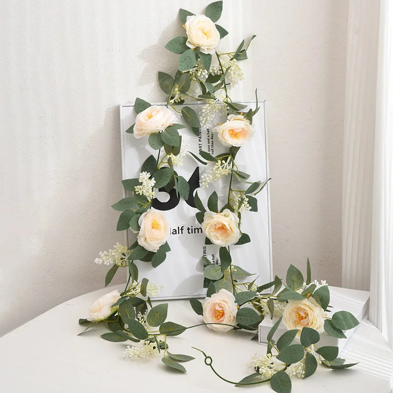soie simulation rose fausse fleur vignes décoratives artificielles - vue 11 sur 11