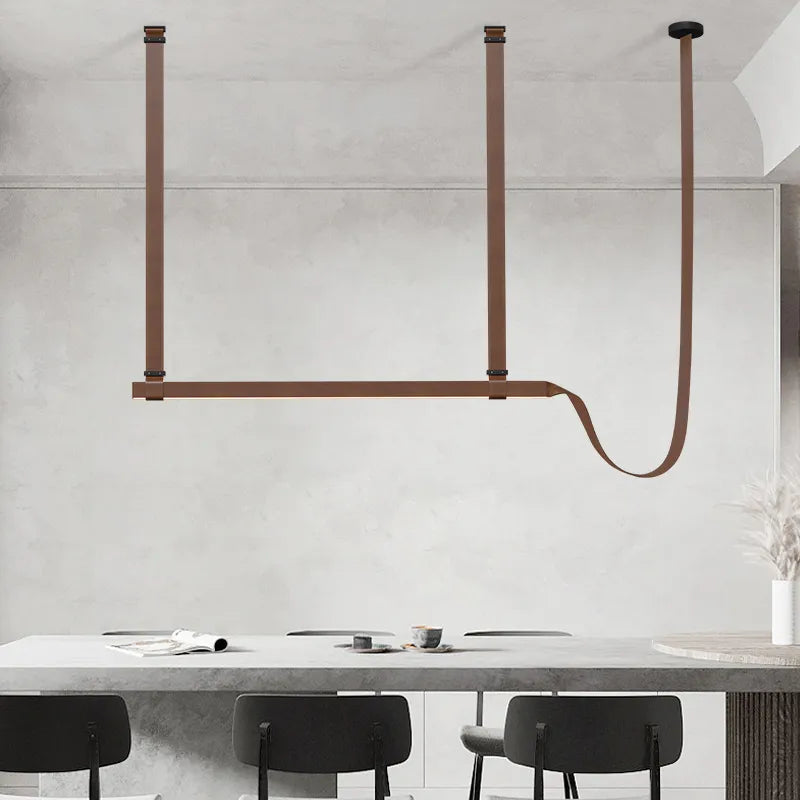 Lustre cuir led tissu suspension décor hôtel