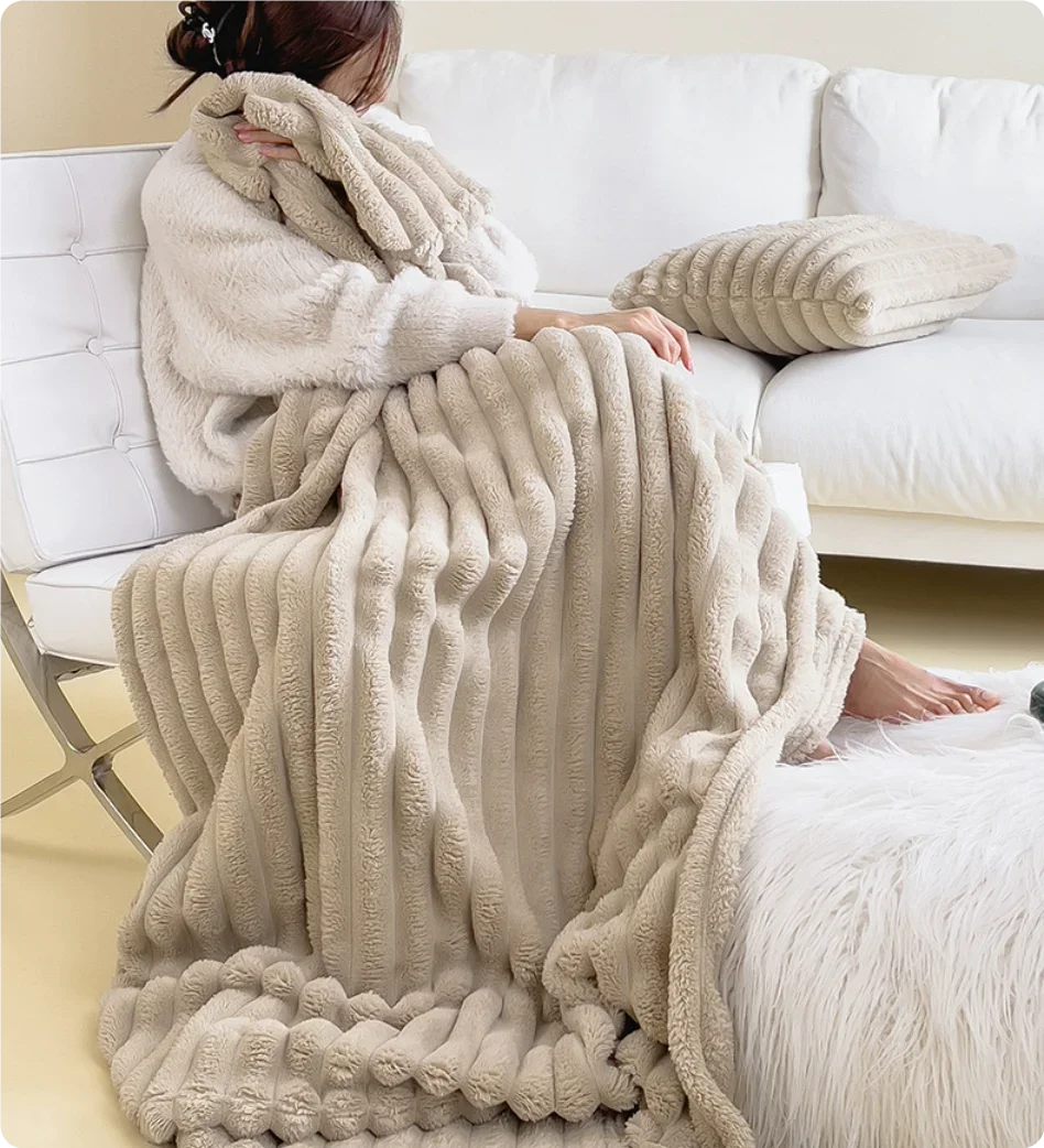 plaid hiver doux épais polaire carreaux style déco - vue 4 sur 7