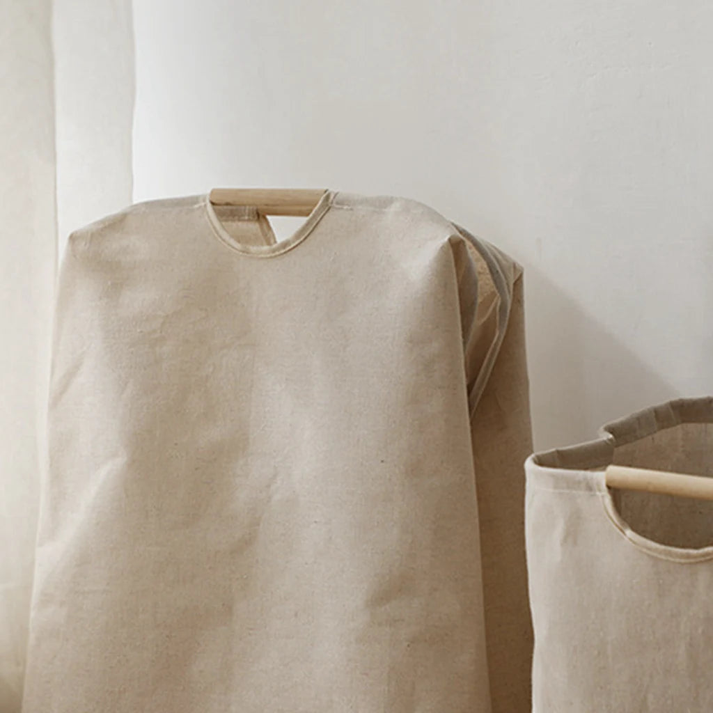 panier à linge pliable en coton et lin grande capacité étanche - vue 8 sur 7