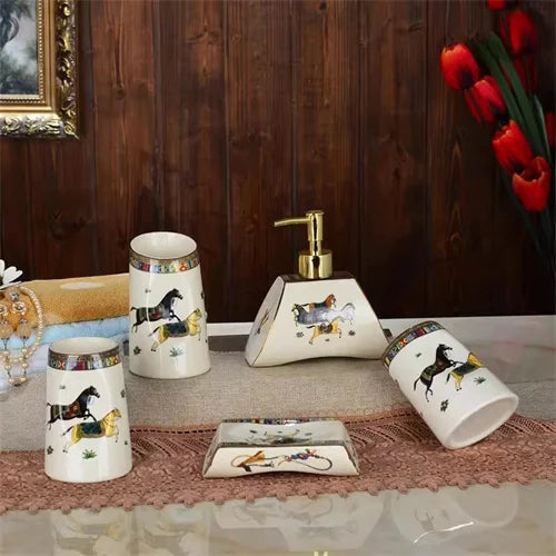 ensemble de 5 accessoires de salle de bain luxe pour mariage - vue 12 sur 20